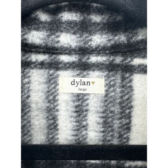 Dylan Claire Coat in Black & White Plaid Mid-length rounded hemline Size large - Picture 4 of 7